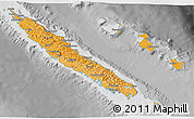 Political Shades 3D Map of New Caledonia, desaturated