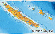 Political Shades 3D Map of New Caledonia, physical outside