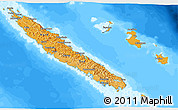 Political Shades 3D Map of New Caledonia, semi-desaturated, land only