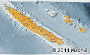 Political Shades 3D Map of New Caledonia, semi-desaturated