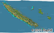 Satellite 3D Map of New Caledonia, desaturated, land only