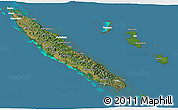 Satellite 3D Map of New Caledonia, lighten, desaturated, land only