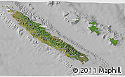 Satellite 3D Map of New Caledonia, lighten, desaturated