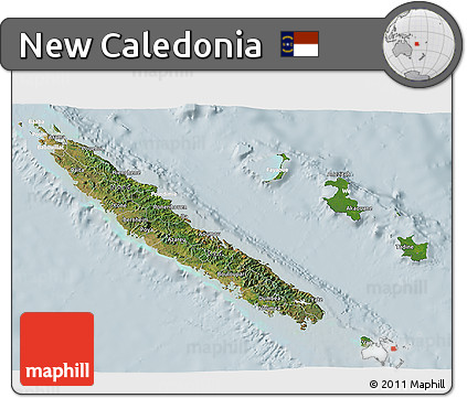 Satellite 3D Map of New Caledonia, lighten
