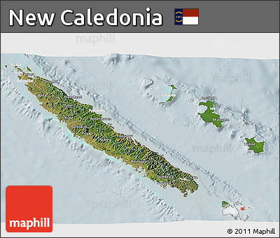Satellite 3D Map of New Caledonia, lighten