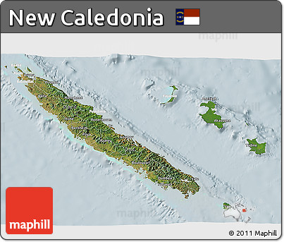 Satellite 3D Map of New Caledonia, lighten