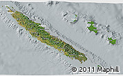 Satellite 3D Map of New Caledonia, lighten, semi-desaturated