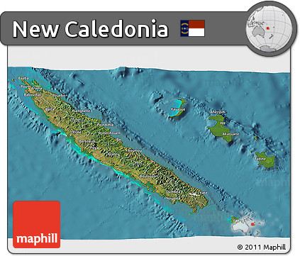 Satellite 3D Map of New Caledonia, physical outside, satellite sea