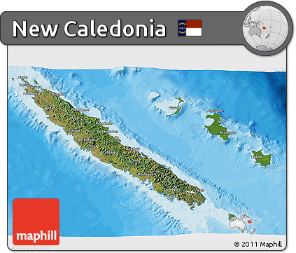 Satellite 3D Map of New Caledonia, political outside