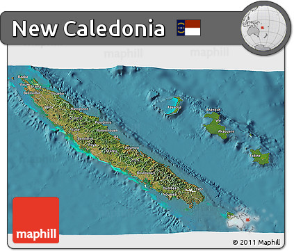 Satellite 3D Map of New Caledonia, political outside, satellite sea