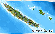 Satellite 3D Map of New Caledonia, single color outside, bathymetry sea