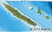 Satellite 3D Map of New Caledonia, single color outside, bathymetry sea, shaded relief sea