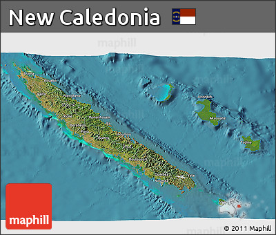 Satellite 3D Map of New Caledonia, single color outside