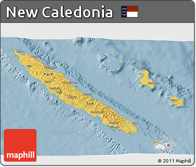 Savanna Style 3D Map of New Caledonia, single color outside
