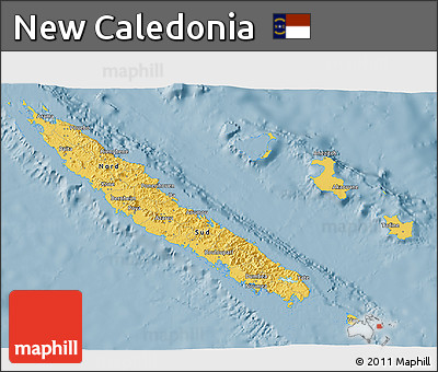 Savanna Style 3D Map of New Caledonia, single color outside