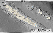 Shaded Relief 3D Map of New Caledonia, darken, desaturated