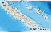 Shaded Relief 3D Map of New Caledonia, darken, semi-desaturated, land only