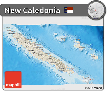 Shaded Relief 3D Map of New Caledonia