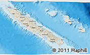 Shaded Relief 3D Map of New Caledonia, lighten, desaturated, land only