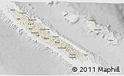 Shaded Relief 3D Map of New Caledonia, lighten, desaturated