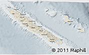 Shaded Relief 3D Map of New Caledonia, lighten, semi-desaturated