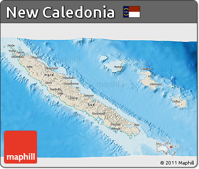 Shaded Relief 3D Map of New Caledonia, physical outside
