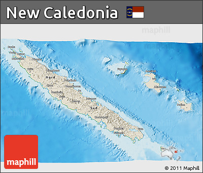 Shaded Relief 3D Map of New Caledonia, physical outside