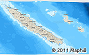 Shaded Relief 3D Map of New Caledonia, single color outside, bathymetry sea