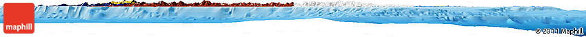 Flag Horizon Map of New Caledonia, single color outside, bathymetry sea, shaded relief sea, flag rotated