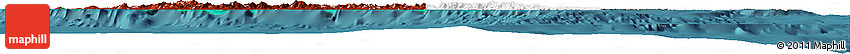 Flag Horizon Map of New Caledonia, single color outside, satellite sea, flag aligned to the middle