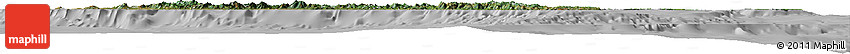 Satellite Horizon Map of New Caledonia, lighten, desaturated