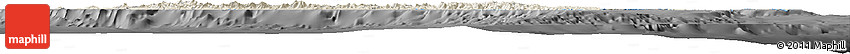 Shaded Relief Horizon Map of New Caledonia, darken, desaturated