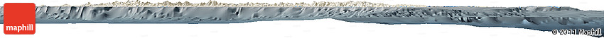 Shaded Relief Horizon Map of New Caledonia, darken, semi-desaturated