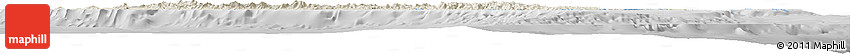 Shaded Relief Horizon Map of New Caledonia, lighten, desaturated