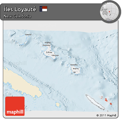 Classic Style 3D Map of Îles Loyauté, single color outside