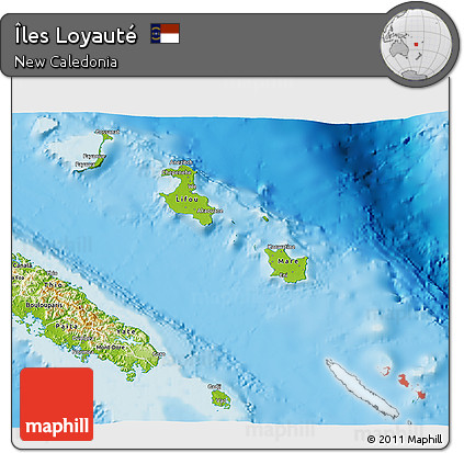 Physical 3D Map of Îles Loyauté