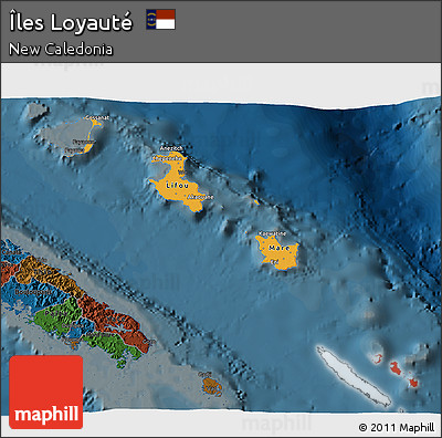 Political 3D Map of Îles Loyauté, darken