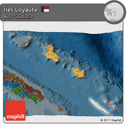 Political 3D Map of Îles Loyauté, darken