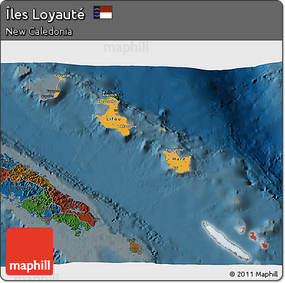 Political 3D Map of Îles Loyauté, darken
