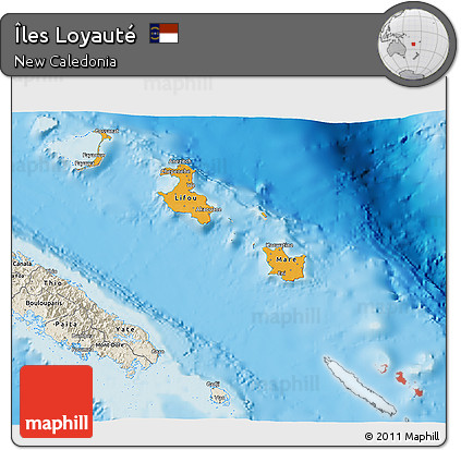 Political 3D Map of Îles Loyauté, shaded relief outside