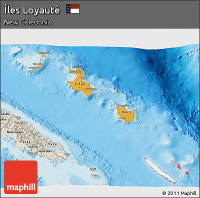 Political 3D Map of Îles Loyauté, shaded relief outside