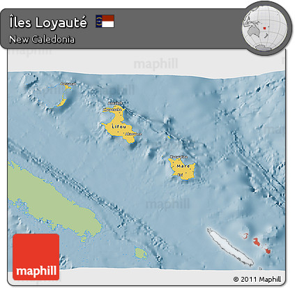 Savanna Style 3D Map of Îles Loyauté, single color outside