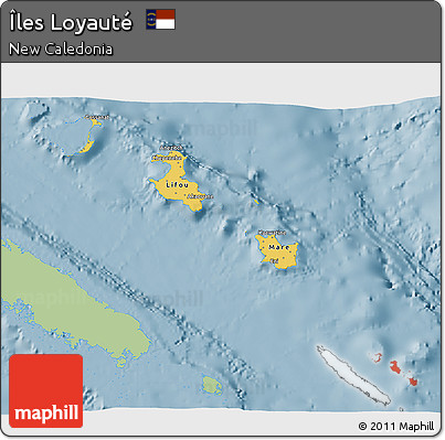 Savanna Style 3D Map of Îles Loyauté, single color outside