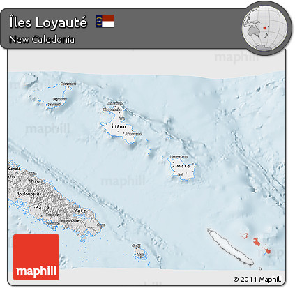 Silver Style 3D Map of Îles Loyauté