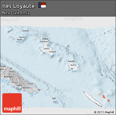 Silver Style 3D Map of Îles Loyauté