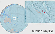 Gray Location Map of Îles Loyauté, within the entire country, hill shading