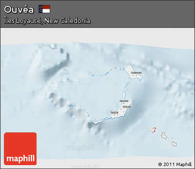Gray 3D Map of Ouvéa, single color outside