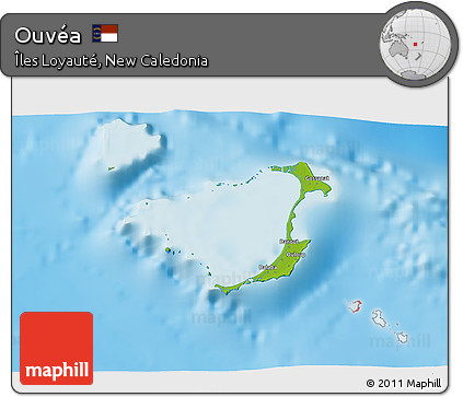 Physical 3D Map of Ouvéa, single color outside