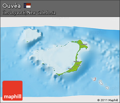 Physical 3D Map of Ouvéa, single color outside