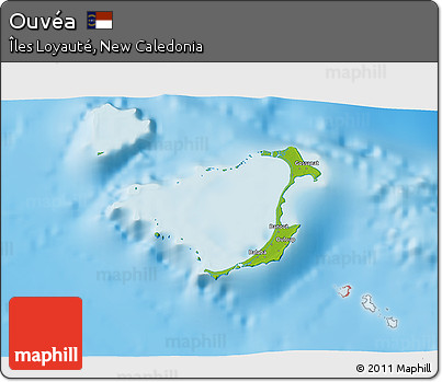 Physical 3D Map of Ouvéa, single color outside